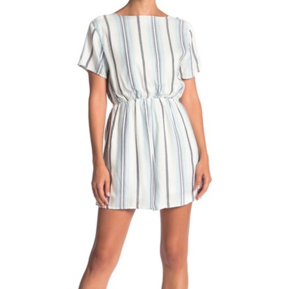 CHANCE Striped Keyhole Tie Romper